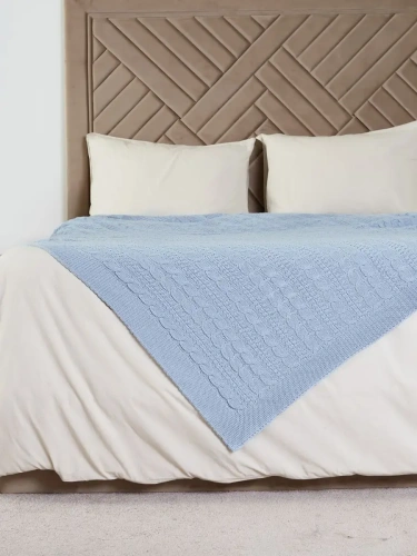 Плед 200x220 на кровать диван покрывало вязаный хлопок 100% фото 3