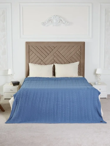 Плед 200x220 на кровать диван покрывало вязаный хлопок 100% фото 5