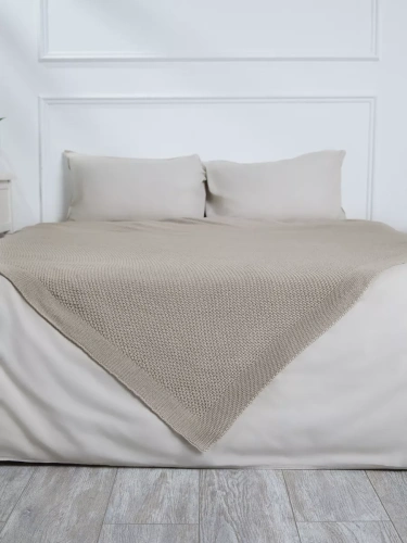 Плед 200х220 на кровать диван покрывало вязаный Хлопок 100 %