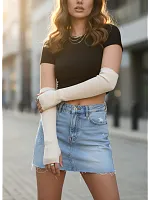 Митенки длинные кремовый перчатки без пальцев гетры на руки