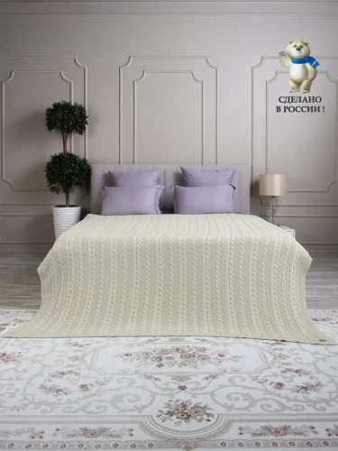 Плед 220x240 на кровать диван покрывало вязаный хлопок 100% фото 3