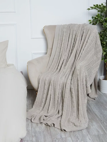 Плед 180х220 на кровать диван покрывало вязаный Хлопок 100 % фото 3