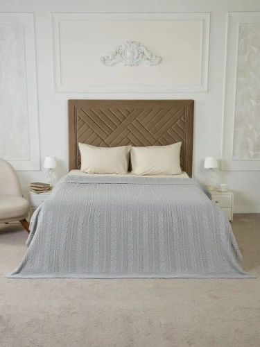 Плед 220х240 на кровать диван покрывало вязаный Хлопок 100 % фото 5