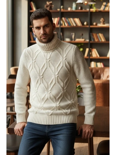 Свитер с горлом теплый шерстяной