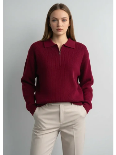 Свитер оверсайз теплый вязаный на молнии с воротником фото 4