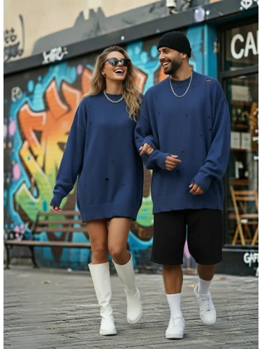 Свитер оверсайз джемпер рваный кофта вязаная теплая свитшот фото 2