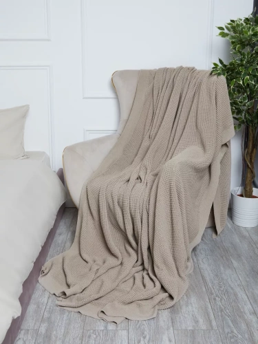 Плед 240х260 на кровать диван покрывало вязаный Хлопок 100 % фото 4