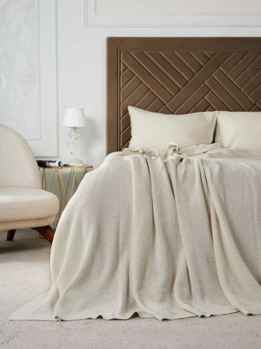 Плед 220х240 на кровать диван покрывало вязаный Хлопок 100 % фото 3