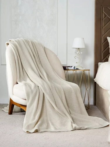 Плед 220х240 на кровать диван покрывало вязаный Хлопок 100 % фото 2