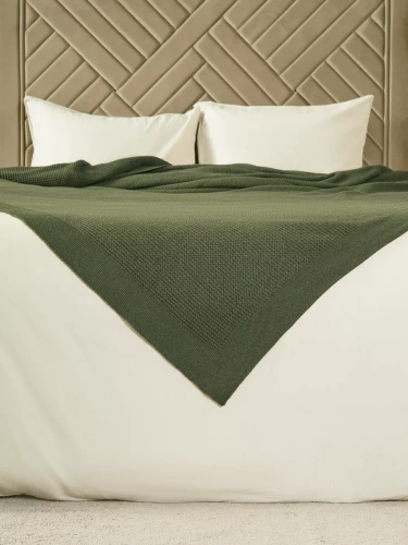 Плед 220х240 на кровать диван покрывало вязаный Хлопок 100 %