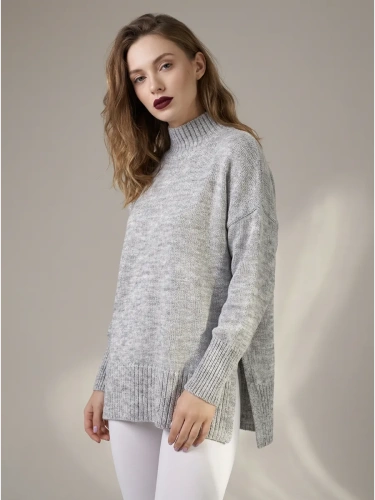 Свитер оверсайз с горлом теплый шерстяной Джемпер фото 3