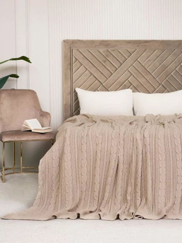 Плед 200х220 на кровать диван покрывало вязаный Хлопок 100 % фото 3