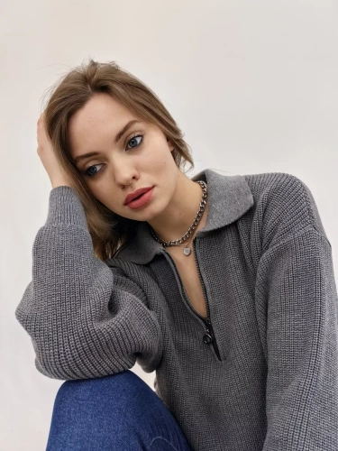 Свитер оверсайз теплый вязаный на молнии с воротником фото 5