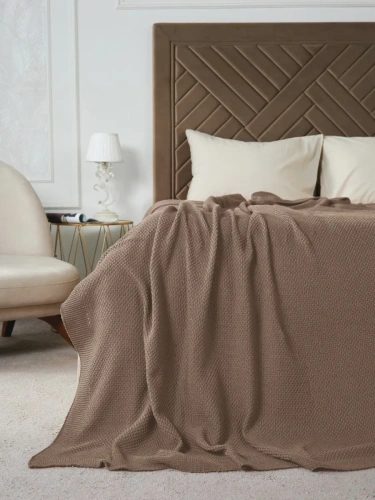 Плед 160х220 покрывало на диван кровать вязаный хлопок 100% фото 2