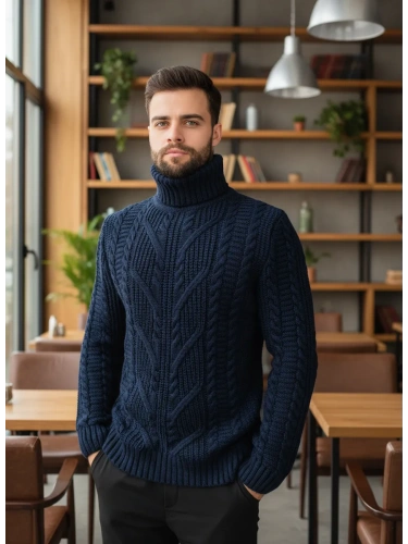 Свитер мужской с горлом теплый шерстяной фото 4