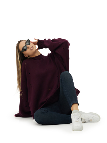 Свитер оверсайз рваный женский и мужской теплая унисекс фото 6