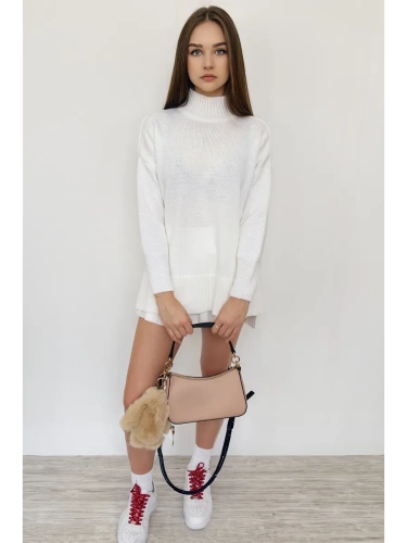 Свитер оверсайз с горлом теплый шерстяной Джемпер