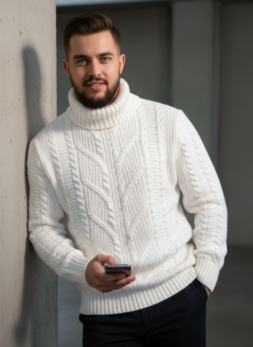 Свитер мужской с горлом теплый шерстяной фото 4