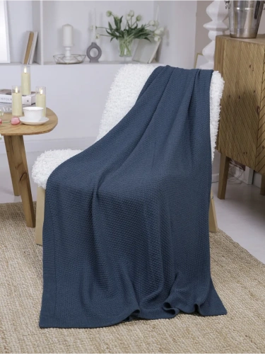 Плед 200х220 на кровать диван покрывало вязаный Хлопок 100 % фото 4