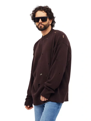 Свитер оверсайз рваный женский и мужской теплая унисекс фото 5