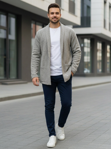 Кардиган длинный вязаный повседневный накидка удлиненный фото 3