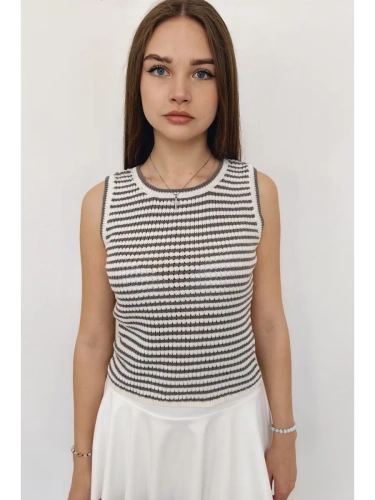 Топ майка вязаный в полоску женский фото 5