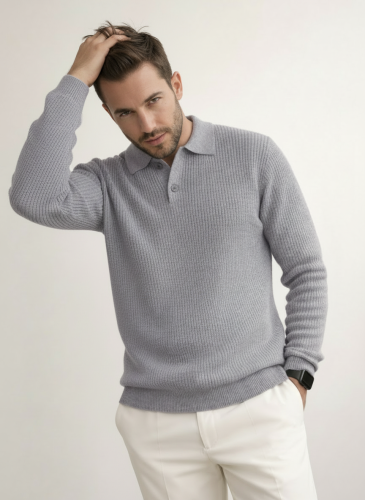 Свитер оверсайз теплый вязаный на пуговицах с воротником фото 5