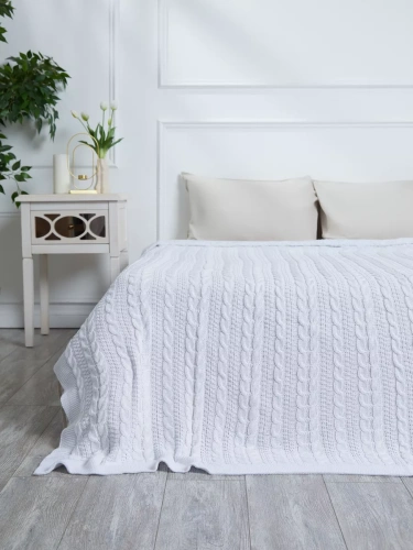 Плед 160х220 покрывало на диван кровать вязаный хлопок 100% фото 2