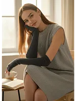 Митенки длинные темно-серый перчатки без пальцев гетры