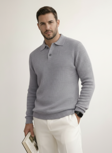 Свитер оверсайз теплый вязаный на пуговицах с воротником фото 4