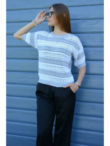 Кофта нарядная оверсайз укороченный ажурная кружевная сетка фото 6