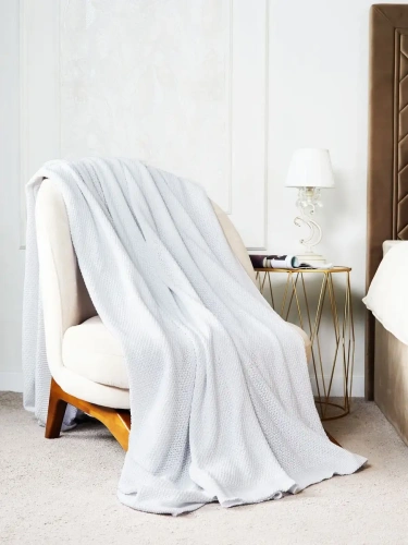 Плед 180х220 на кровать диван покрывало вязаный Хлопок 100 % фото 5