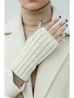 Митенки молочный теплые перчатки без пальцев y2k