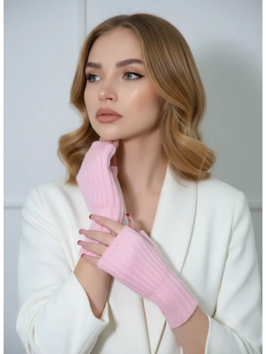 Митенки розовый теплые перчатки без пальцев y2k