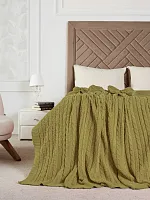 Плед 220x240 на кровать диван покрывало вязаный хлопок 100%