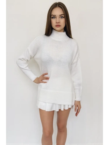 Свитер оверсайз с горлом теплый шерстяной Джемпер фото 4