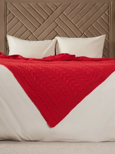 Плед 220x240 на кровать диван покрывало вязаный хлопок 100%