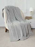 Плед 160х220 на кровать диван покрывало вязаный Хлопок 100 %