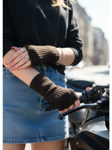 Митенки коричневый теплые перчатки без пальцев y2k фото 2