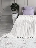Плед 220x240 на кровать диван покрывало вязаный хлопок 100%