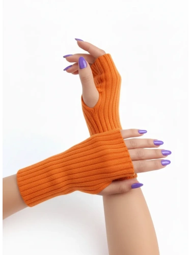 Митенки оранжевый теплые перчатки без пальцев y2k