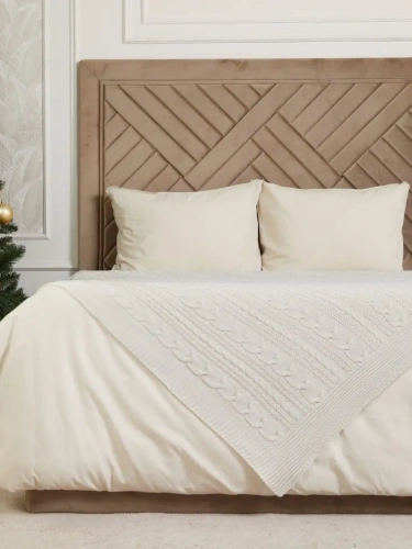 Плед 180х220 на кровать диван покрывало вязаный Хлопок 100 %