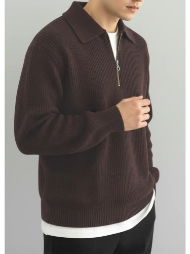 Свитер оверсайз теплый вязаный на молнии с воротником фото 2