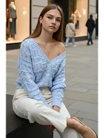 Кардиган женский кроше укороченный оверсайз