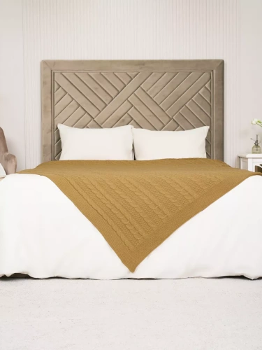 Плед 220x240 на кровать диван покрывало вязаный хлопок 100%