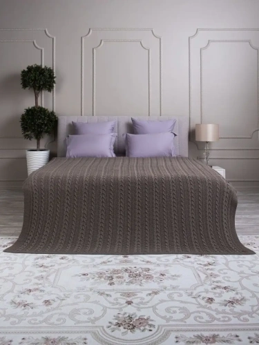 Плед 180x220 на кровать диван покрывало вязаный хлопок 100% фото 4