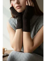 Митенки коричневый теплые перчатки без пальцев y2k