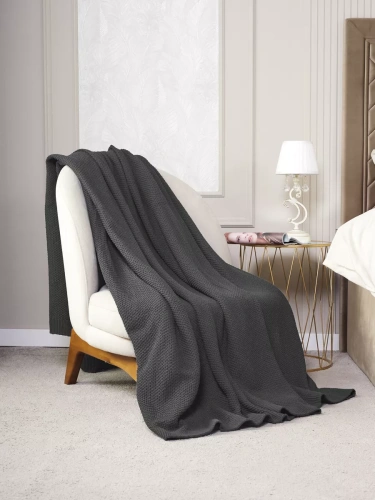 Плед 220х240 на кровать диван покрывало вязаный Хлопок 100 % фото 2