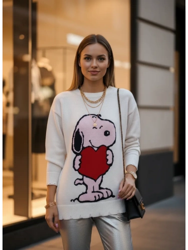 Свитер оверсайз теплая аниме с принтом Snoopy