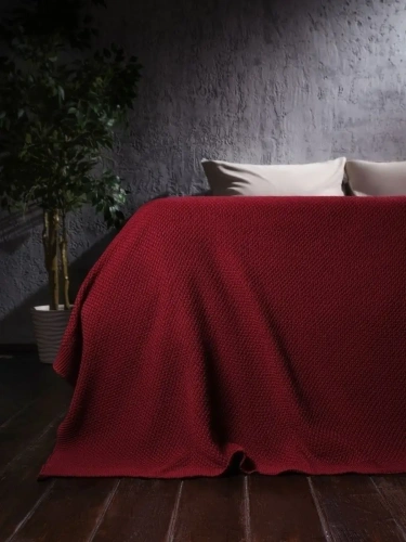 Плед 180х220 на кровать диван покрывало вязаный Хлопок 100 %